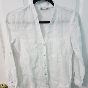 Zara White Button Down Top